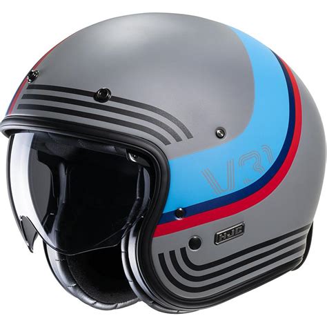 Casque V Byron Mc Sf Hjc Bleu Gris Rouge Maxxess Fr Casque Jet