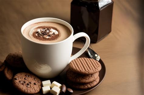 Premium AI Image Served With Cookies And Hot Chocolate
