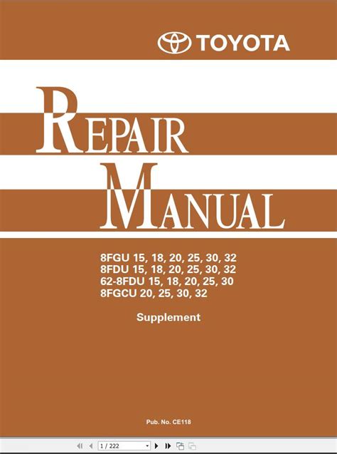 Toyota Forklift Fgu To Fgcu Repair Manual