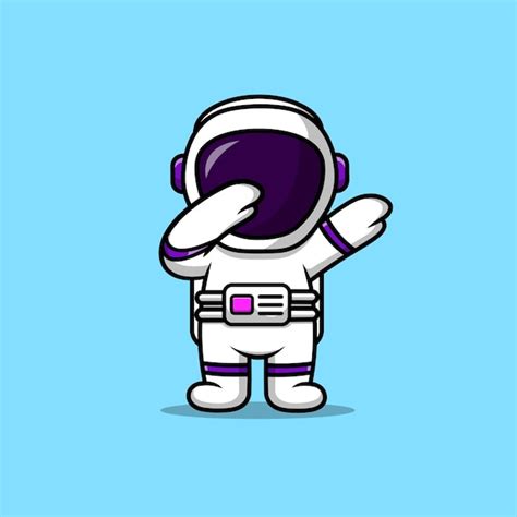 Ilustración De Icono De Vector De Dibujos Animados Lindo Astronauta Frotando Vector Premium