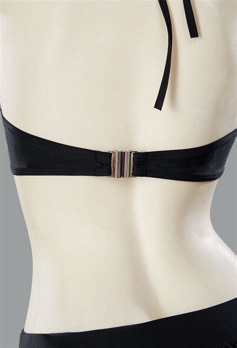 Women Gothic Black Broken Heart Shaped Two Piece Swimsuit Bikini Set Halter Top And Culottes