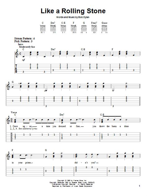 Like A Rolling Stone by Bob Dylan - Easy Guitar Tab - Guitar Instructor