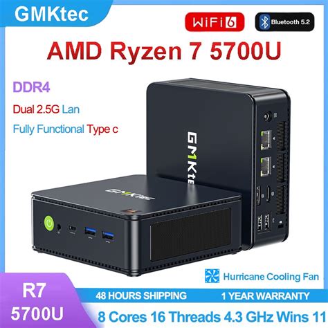 GMKtec M5 Mini PC AMD Ryzen 7 5700U Wins 11 Pro DDR4 16GB 32GB 512GB