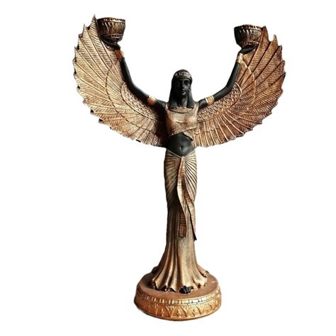 Egyptian Goddess Isis Statue,Candlestick Holder,Library Shelf Decor ...