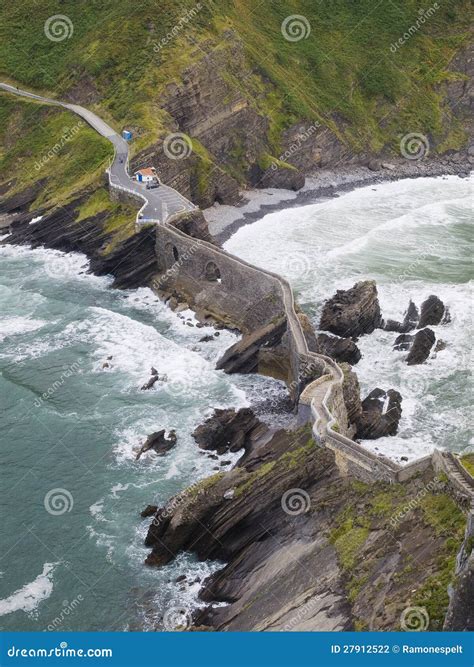 Stone Bridge in San Juan De Gaztelugatxe Stock Photo - Image of ancient ...