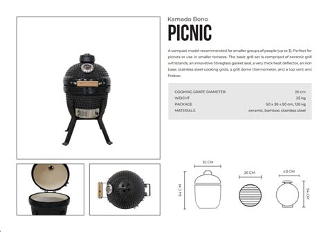 Kamado Bono Picnic Ceramic Bbq Grill Kamado Kings