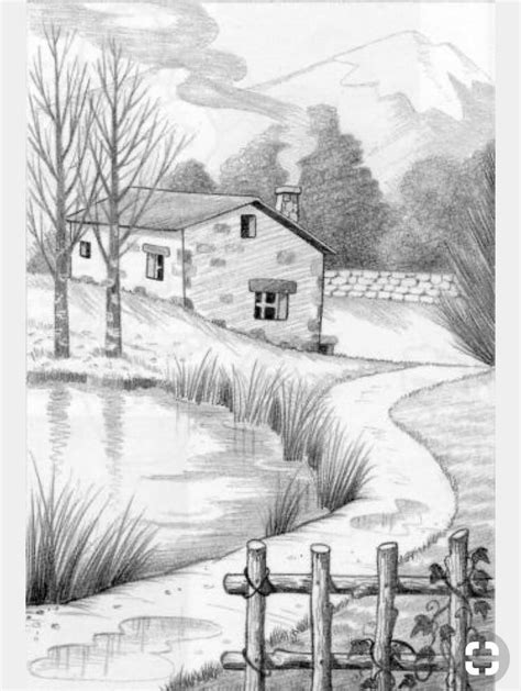 Easy Landscape Pencil Drawing