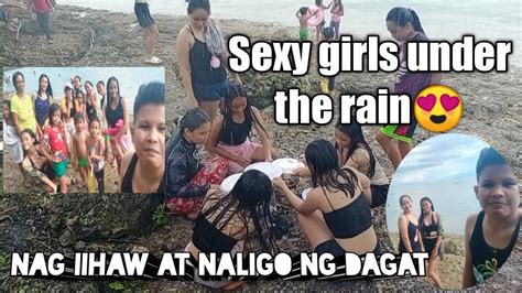 Sexy Girl S Under The Rain Nag Ihaw At Naligo Ng Dagat😍 My Special Guest Angel And Mariel