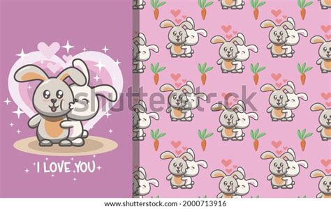 Two Cute Bunnies Kissing Seamless Pattern Stock Vector Royalty Free 2000713916 Shutterstock