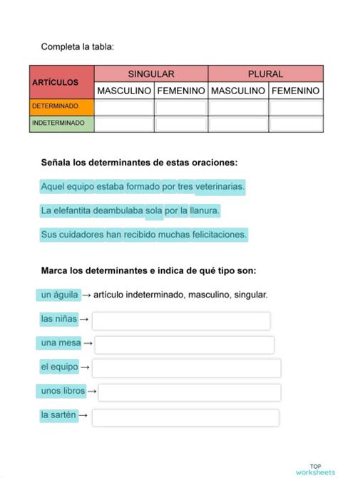 Artículos Determinados E Indeterminados Ficha Interactiva Topworksheets