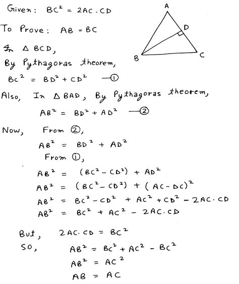 In ABC If BD AC And BC 2 2AC CD Then Prove That AB AC