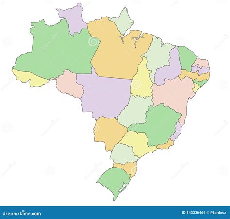 El Brasil Mapa Pol Tico Editable Altamente Detallado Ilustraci N Del