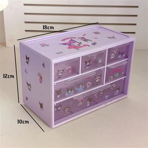 Miniso Sanrio 6 Grids Drawer Storage Box Desk Organizer With Kawaii