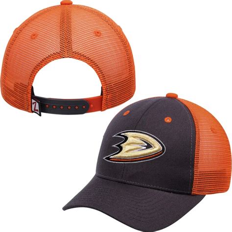 Mens Anaheim Ducks Zephyr Charcoal Basic Trucker Snapback Adjustable