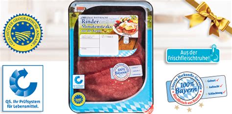 Meine Metzgerei Rinder Minutensteaks von Aldi Süd