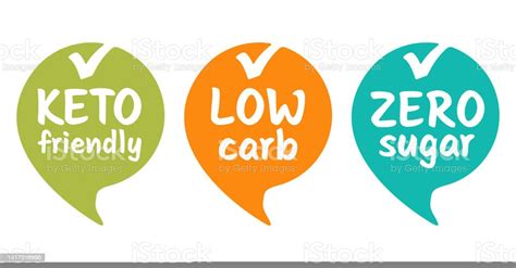 Keto Friendly Zero Sugar Low Carb Badges Set Stock Illustration