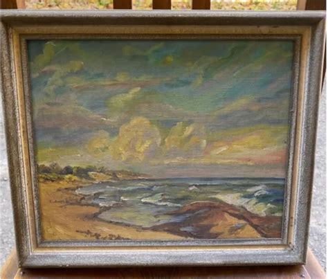 Tableau Huile Sur Toile Paysage Marine Bord De Mer Plage Xx Me Eur