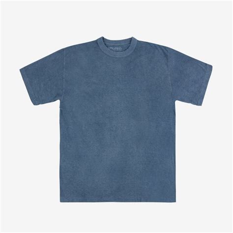 Oz Loopwheel Crew Neck T Shirt Natural Indigo White Body