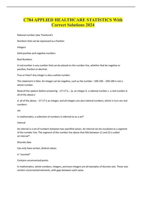 C784 APPLIED HEALTHCARE STATISTICS With Correct Solutions 2024 - C784 ...