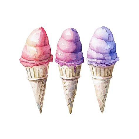 Premium Vector Simple Vector Watercolour Set Of Ice Cream