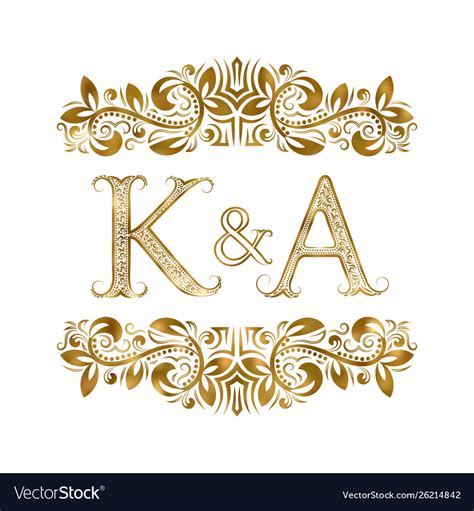 K And A Vintage Initials Logo Symbol Letters Vector Image