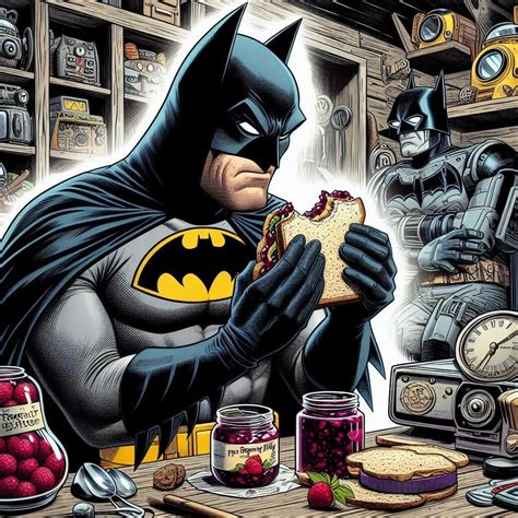 Batman Enjoying A Pbandj Sandwich Raiart