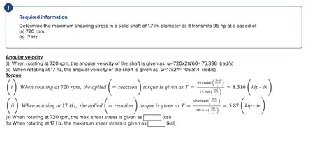 Solved Required Information Determine The Maximum Shearing Chegg