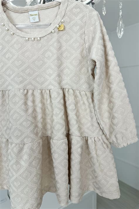 Vestido Infantil Nude Corações Melhores Preços Mini Conceito Loja Online