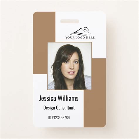 Custom Modern Corporate Employee ID Badge Brown Gender: unisex. Age ...