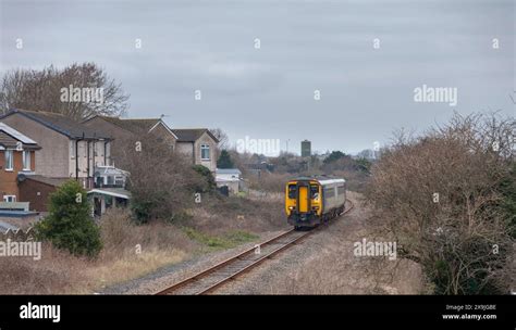 Northern Rail Class 156 Diesel Train On The Single Track Heysham Branch Line With The One Daily