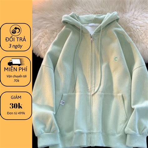 ao hoodie nu zip unisex khoac bomber ni bong ulzzang  ao trum dau