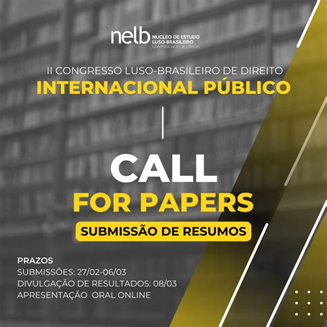 Call For Papers Ii Congresso Luso Brasileiro De Direito Internacional