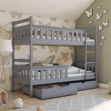 Taos Wooden Bunk Bed With Storage In Matt Grey Furniture In Fashion