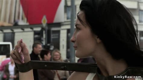 Naked Slave Walked In Public Parking