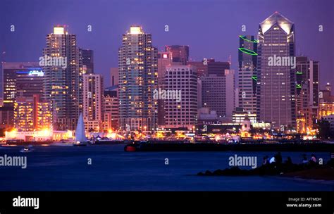 San Diego Skyline at night Stock Photo - Alamy