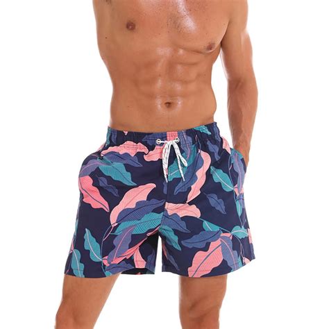 Hawaiian Shorts For Men Quick Dry Mens Swim Shorts Beach Shorts Men Swimwear Man Print Built In