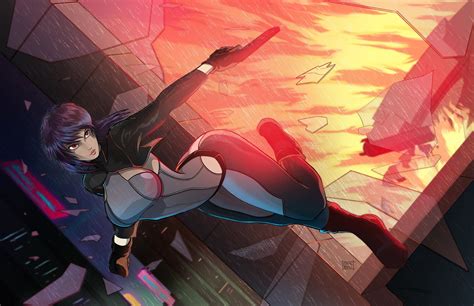 Ghost In The Shell Fire Red Eyes Anime Girls Artwork Cyberpunk