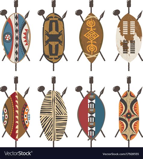 Set Of African Shields Ethnic Design Different Vector Image