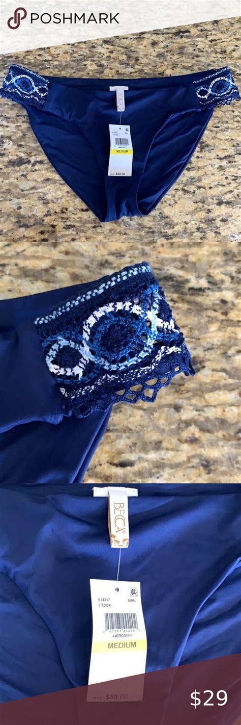 Becca Delilah Tallulah Crochet Navy Bikini Bottoms M In Navy