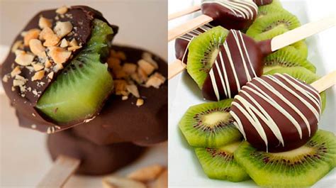 Piruletas De Kiwi Con Chocolate