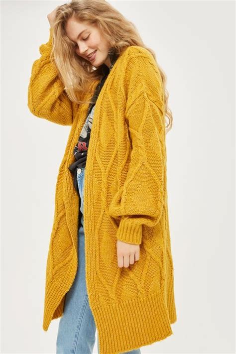 The Cardigan Gets A Chic Update With Our Longline Design In A Mustard