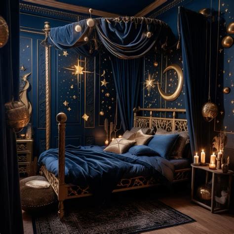 Celestial bedroom | Dream bedroom inspiration, Bedroom decor dark ...