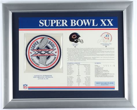 Super Bowl Xx Commemorative X Custom Framed Score Card Display With