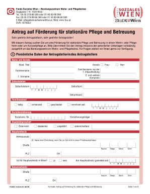 Fillable Online Fsw Antrag Auf Frderung Fr Stationre Pflege Und