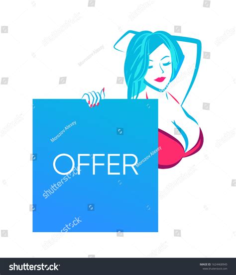Nude Girl Swimsuit Holding Banner Copy Stock Vector Royalty Free 1624468945 Shutterstock