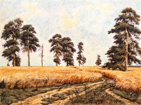 Купить Картина из янтаря Шишкин - Рожь