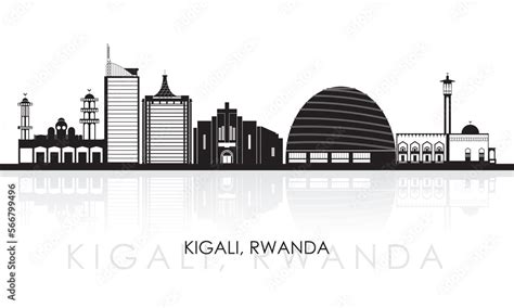 Silhouette Skyline panorama of city of Kigali, Rwanda - vector ...