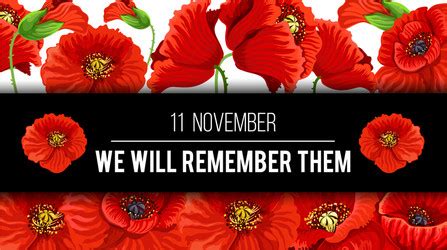 11 November Poppy Remembrance Day Card Royalty Free Vector