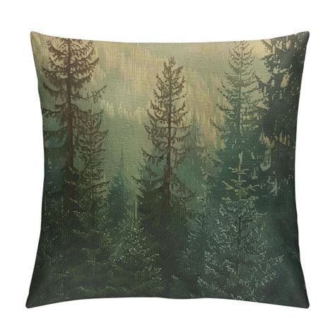 Creowell Fir And Pine Trees Throw Pillow Case Healthy Green Trees In A