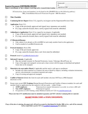 Fillable Online Guidance On IRB Continuing Review Of Research Fax Email